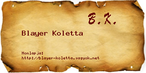 Blayer Koletta névjegykártya